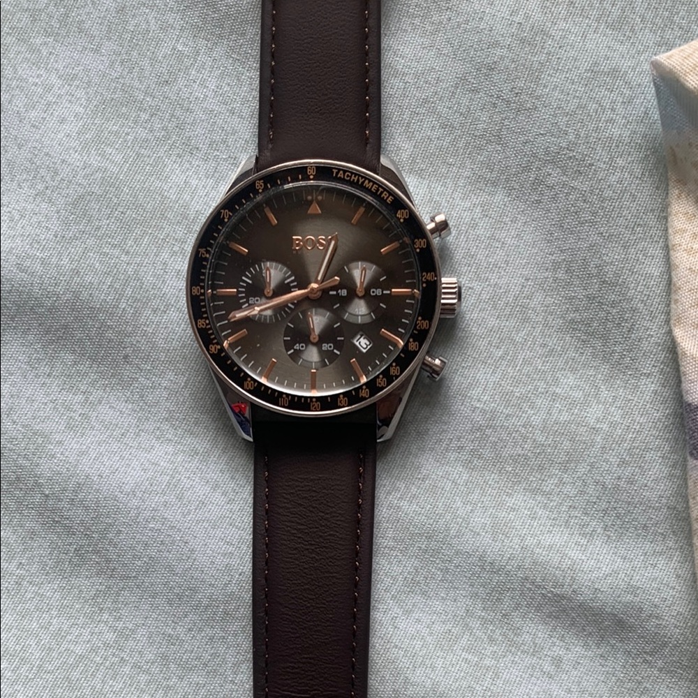 BOSS Brown Leather Strap Watch
